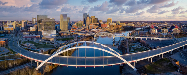 Wall Mural - nashville morning skyline with bridge overpass