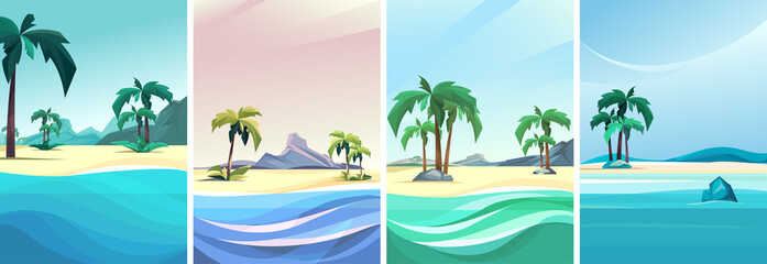 Wall Mural - Collection of desert islands. Beautiful seascapes in vertical orientation.