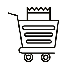 Wall Mural - shopping cart and paper bag line style icon