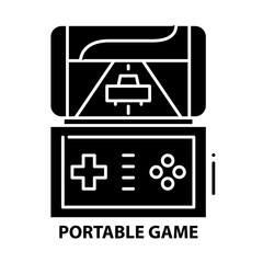 portable game symbol icon, black vector sign with editable strokes, concept illustration