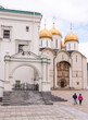  Kremlin.View of the cathedrals.Tourists visiting the sights