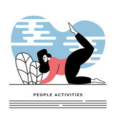 Poster - woman practicing exercise activity character icon