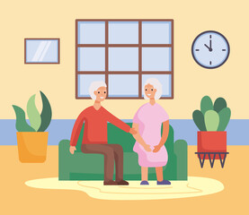 Canvas Print - active seniors couple in the livingroom