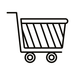 Wall Mural - shopping cart trolley with diagonal stripes line style icon