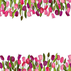  Flower template with tulips for design of invitations, cards, gift boxes.