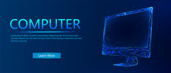 Wall Mural - a computer consisting of polygons. computer in a futuristic polygonal style with a skeleton, low-pol