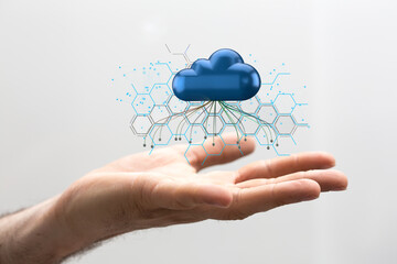 artificial intelligence cloud technology. integrated digital web concept background