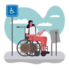 Poster - woman in wheelchair disable person character