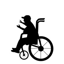 Silhouette Child Boy Sitting In Wheelchair