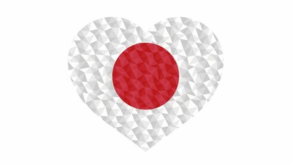 Wall Mural - Japanese flag in form of beating heart low poly style animated video suitable as a site element