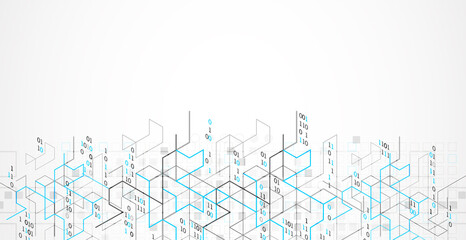 Vector illustration. Digital binary technology and engineering background.