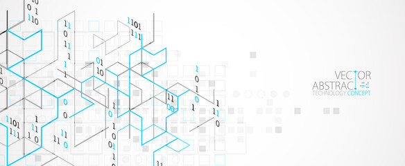 Vector illustration. Digital binary technology and engineering background.
