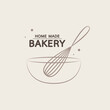 Bakery logo design. Bakery sign vector. Whisk logo design.