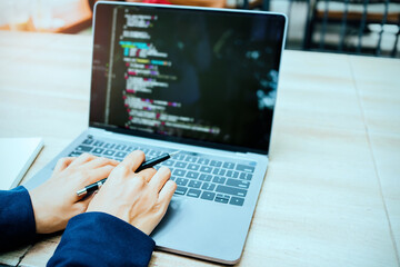 Wall Mural - developer programming and coding technology. website design safety of the social world cyberspace co