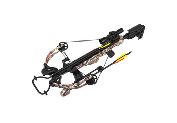 Wall Mural - A modern crossbow with a telescopic sight. Silent weapon for hunting and sports isolate on white back.