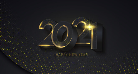 Wall Mural - 2021 happy new year greeting banner. happy new year 2021 shining background. holiday vector illustra