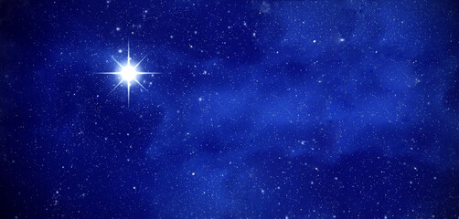 amazing polaris in deep starry night sky, space with stars, panoramic view.