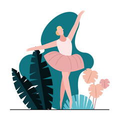 Wall Mural - young woman practicing ballet character