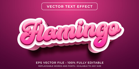 Wall Mural - editable text effect - pink flamingo style