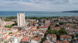Beautiful cityscape over Varna city and Varna Bay, Bulgaria. Aerial view. Varna is the sea capital of Bulgaria.