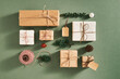 © Maki Company Limited/Stocksy - Christmas composition. Christmas gift. Flat lay, top view
