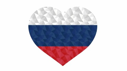 Wall Mural - Russian flag in form of beating heart low poly style animated video suitable as a site element