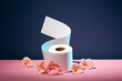 © Maki Company Limited/Stocksy - Roll of toilet paper on color background