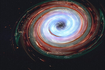 Wall Mural - black hole in bright colours in outer space. science fiction. 3d render illustration. elements of th