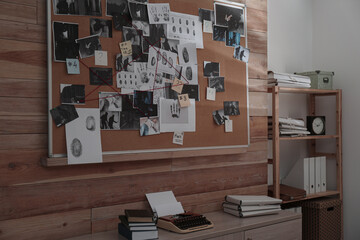 Sticker - Detective office interior with evidence board on wall