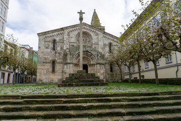 Sticker - the Igrexa de Santiago church in the historic old town of La Coruna