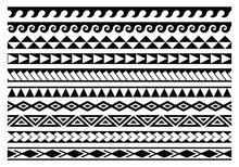 Tribal Maori Tattoo Patterns Collection. Abstract Aboriginal Borders.