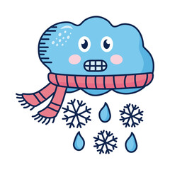 Sticker - cloud wearing scarf with snowflakes kawaii weather comic character