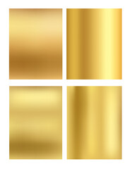 Set of Gold backgrounds, gold polished metal, steel texture
