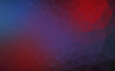 Dark Blue, Red vector polygon abstract backdrop. Creative illustration in halftone style with gradient. The best triangular design for your business.