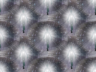 Wall Mural - human figures in light. souls or spirits. 3d rendering