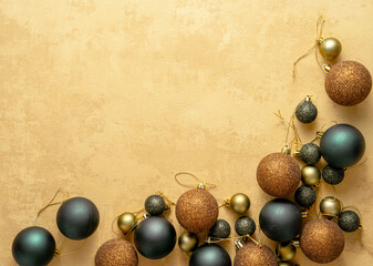 Sticker - Beautiful Christmas corner background with gray and brown balls