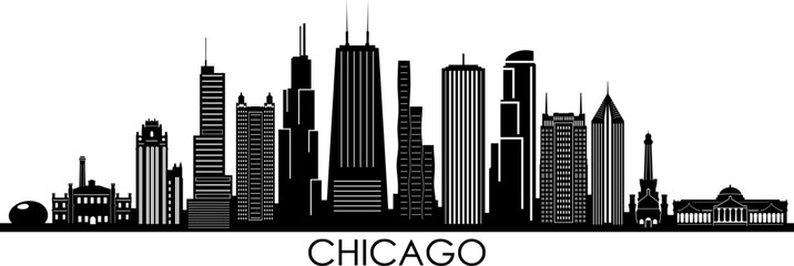 Sticker - CHICAGO Illinois SKYLINE City Silhouette
