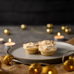 Sticker - Selective focus shot of mince pies served on a dish