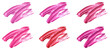 Shades of lipstick different tones color stroke on white background. High quality photo