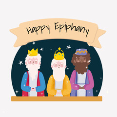 Wall Mural - happy epiphany, three wise kings celebration traditional