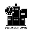 government bonds icon, black vector sign with editable strokes, concept illustration