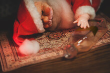 A Vintage Filtered Image Of A Passed Out Drunken Santa Claus With Dramatic Lighting - Holiday Cheer Concept