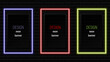 © lesikvit - Neon frame rectangle banner Vector realistic neon rectangles on brick wall.