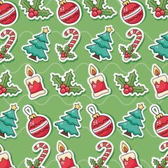 Poster - happy merry christmas pattern icons