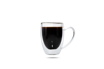 black coffee in transparent cup isolated on white background