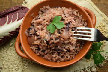 Canvas Print - Riso e orzo al radicchio rosso lungo ft0212_0145 Rice and barley with long red radicchio