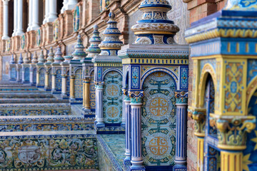 detail of the ceramic in seville spain - plaza de españa