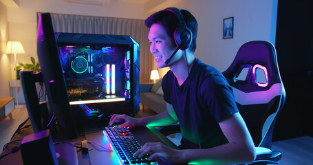 Poster - cyber sport gamer playing game