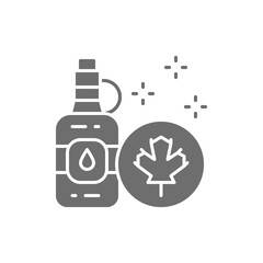 Sticker - Vector bottle of maple syrup grey icon.