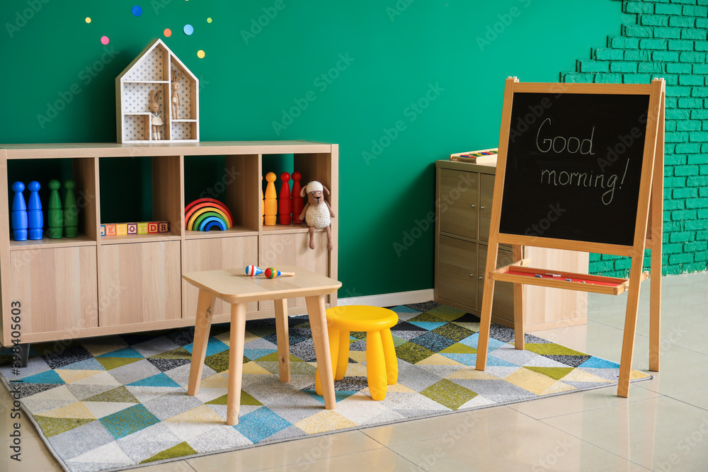 Interior of modern playroom in kindergarten